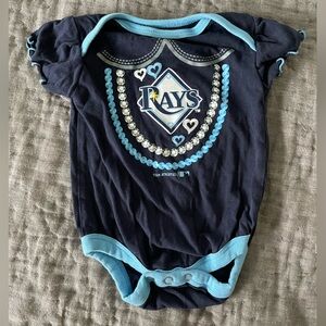 Tampa Bay Rays baseball onesie baby girl ruffles pearls size 0-3 months MLB